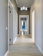 Paramount Three Light Semi-Flush Mount in Matte Black & Brushed Nickel with 4" White Marble Shade