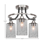 Paramount Three Light Semi-Flush Mount in Matte Black & Brushed Nickel with 4" Smoke Bubble Shade