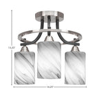 Paramount Three Light Semi-Flush Mount in Matte Black & Brushed Nickel with 4" Onyx Swirl Shade