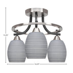 Paramount Three Light Semi-Flush Mount in Matte Black & Brushed Nickel with 5" Gray Matrix Shade