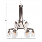 Paramount Nine Light Chandelier in Brushed Nickel with 5" Clear Bubble Shade