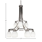 Paramount Nine Light Chandelier in Brushed Nickel with 5" White Matrix Shade