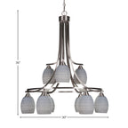 Paramount Nine Light Chandelier in Brushed Nickel with 5" Gray Matrix Shade