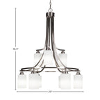 Paramount Nine Light Chandelier in Brushed Nickel with 4" White Matrix Shade