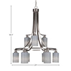 Paramount Nine Light Chandelier in Brushed Nickel with 4" Gray Matrix Shade
