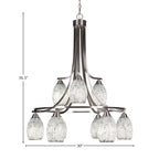 Paramount Nine Light Chandelier in Brushed Nickel with 5" Black Fusion Shade