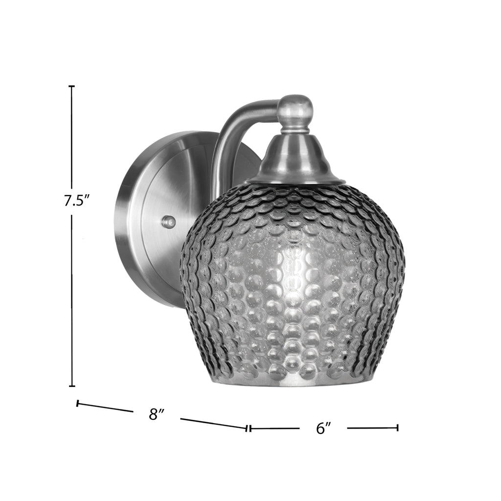 Paramount One Light Wall Sconce in Brushed Nickel with Smoke Textured Shade
