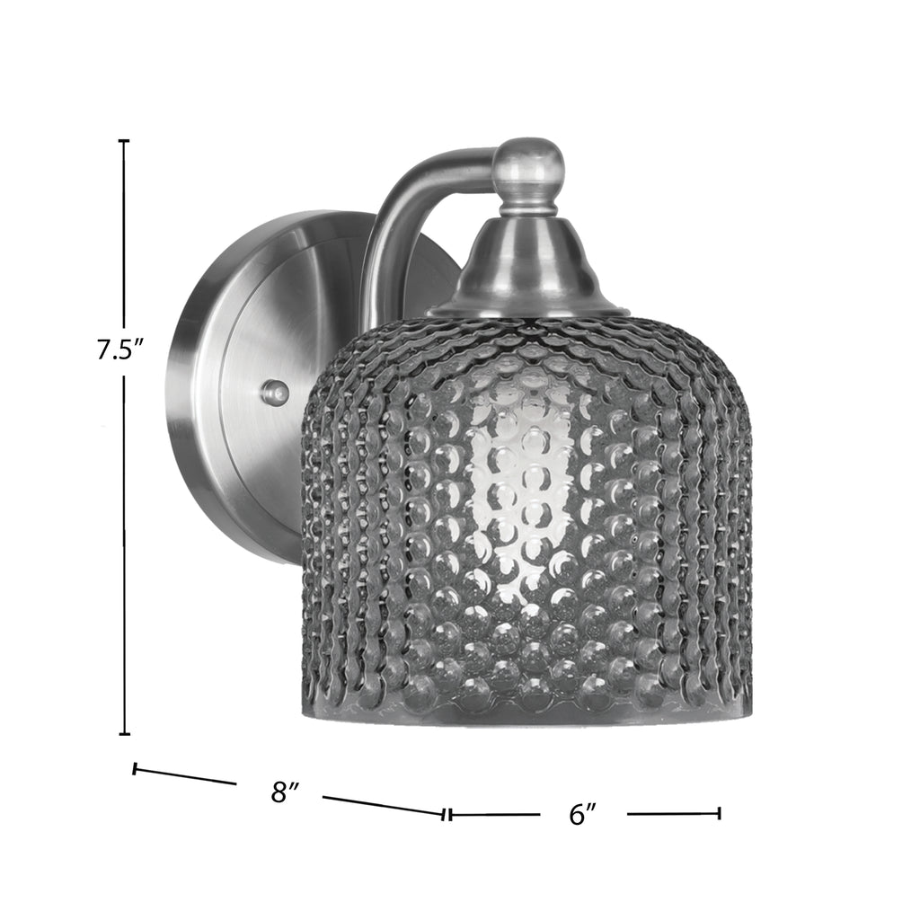 Paramount One Light Wall Sconce in Brushed Nickel with Smoke Textured Shade