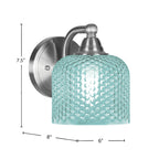 Paramount One Light Wall Sconce in Brushed Nickel with Turquoise Textured Shade