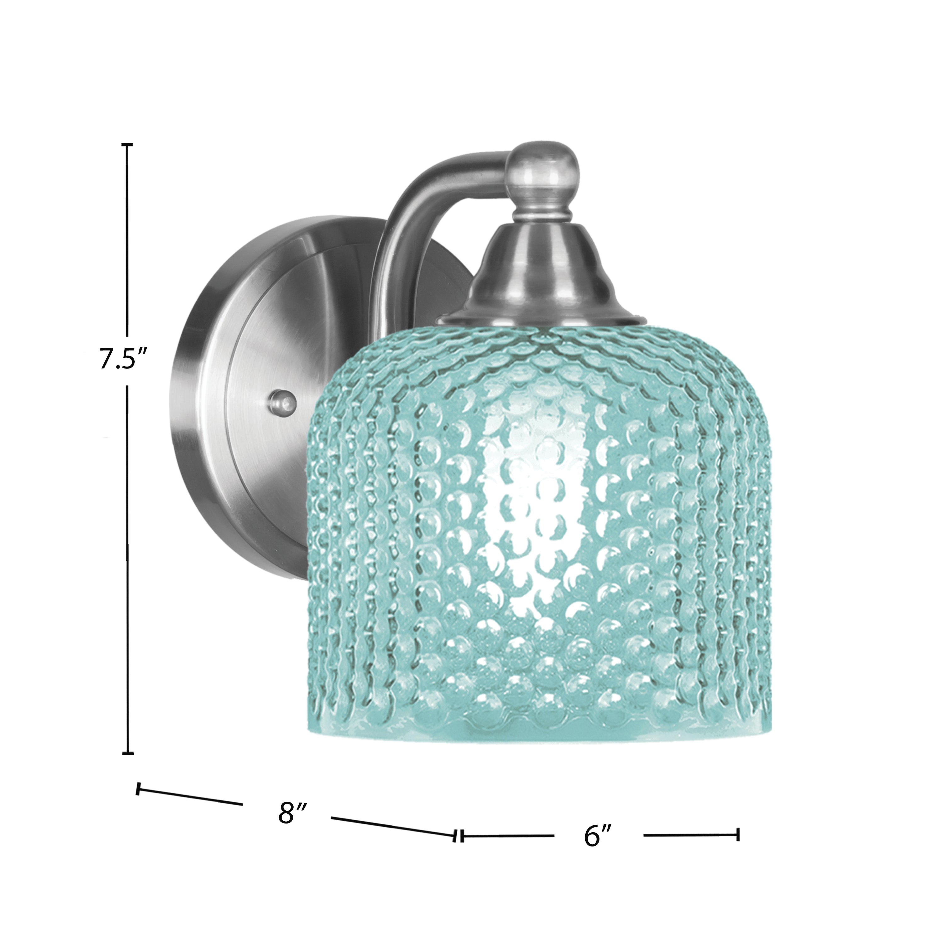 Paramount One Light Wall Sconce in Brushed Nickel with Turquoise Textured Shade
