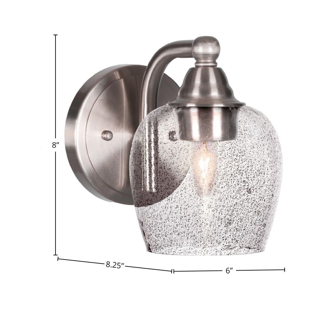 Paramount One Light Wall Sconce in Brushed Nickel with 6" Smoke Bubble Shade