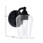 Paramount One Light Wall Sconce in Matte Black with 5" Clear Bubble Shade