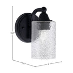 Paramount One Light Wall Sconce in Matte Black with 4" Smoke Bubble Shade