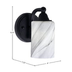 Paramount One Light Wall Sconce in Matte Black with 4" Onyx Swirl Shade