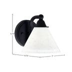 Paramount One Light Wall Sconce in Matte Black with 7" White Muslin Shade
