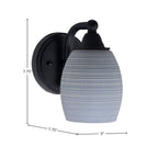Paramount One Light Wall Sconce in Matte Black with 5" Gray Matrix Shade