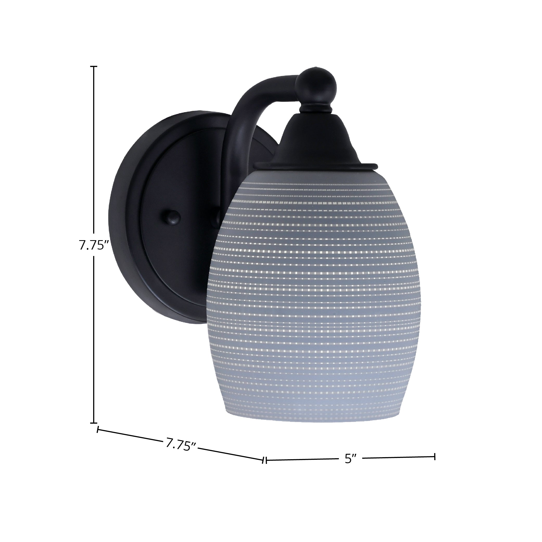 Paramount One Light Wall Sconce in Matte Black with 5" Gray Matrix Shade