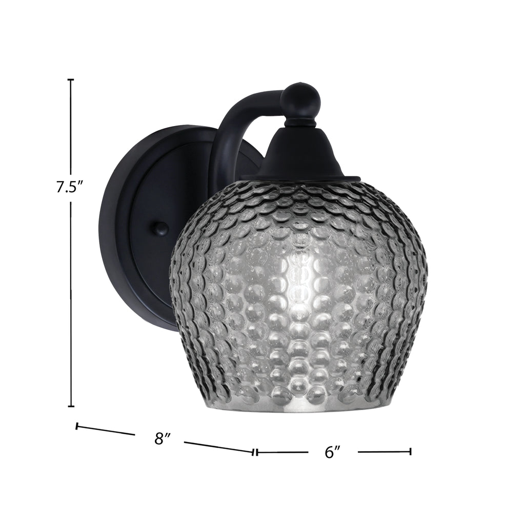 Paramount One Light Wall Sconce in Matte Black with Smoke Textured Shade