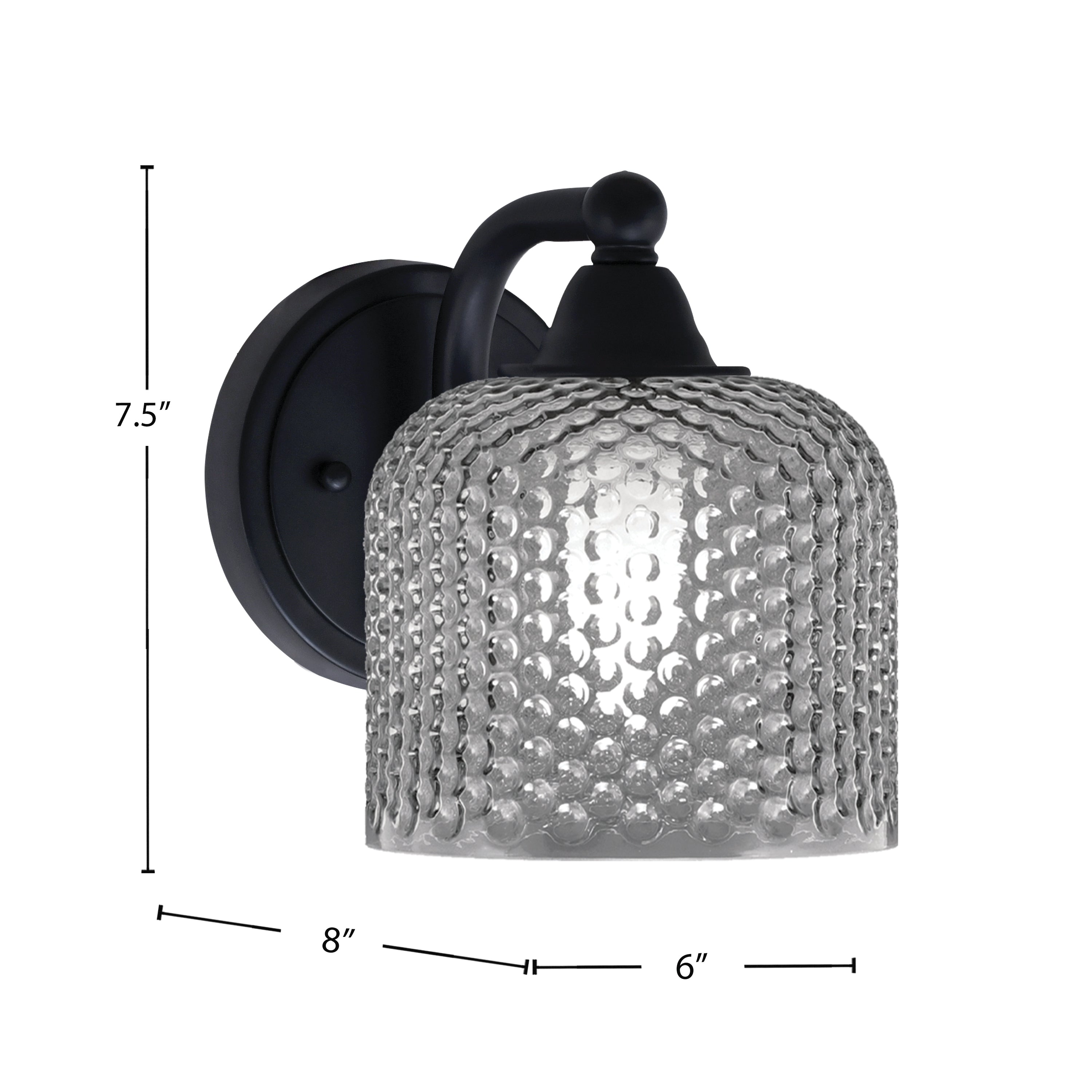 Paramount One Light Wall Sconce in Matte Black with Smoke Textured Shade