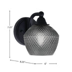 Paramount One Light Wall Sconce in Matte Black with Smoke Textured Shade