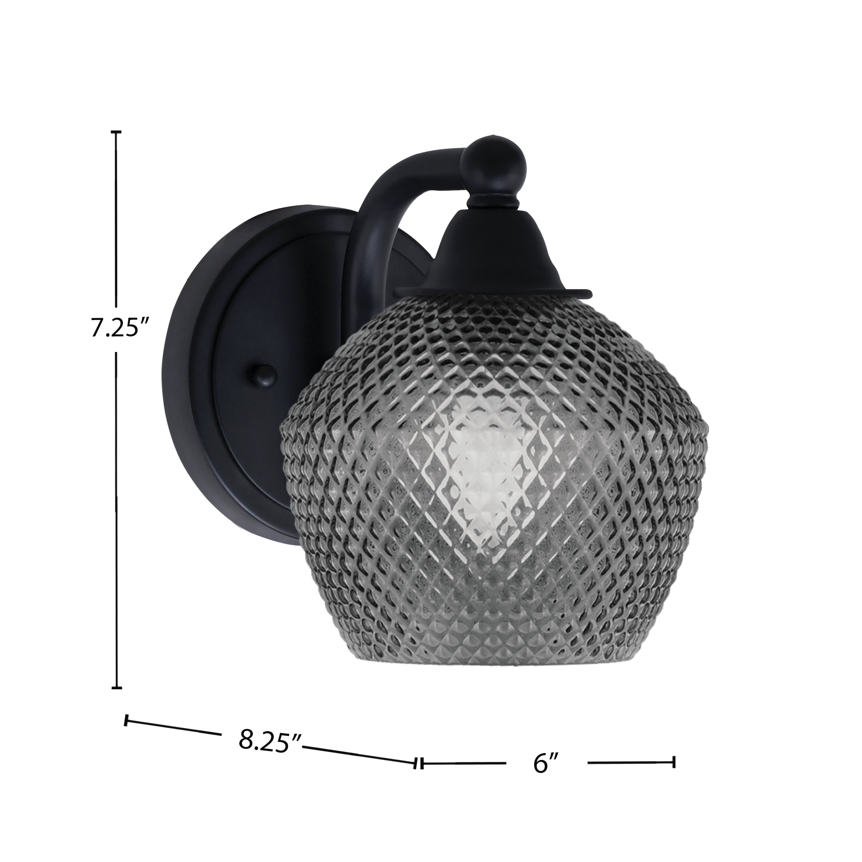 Paramount One Light Wall Sconce in Matte Black with Smoke Textured Shade