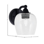 Paramount One Light Wall Sconce in Matte Black with 6" Clear Bubble Shade