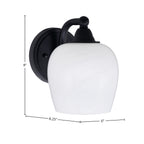 Paramount One Light Wall Sconce in Matte Black with 6" White Marble Shade