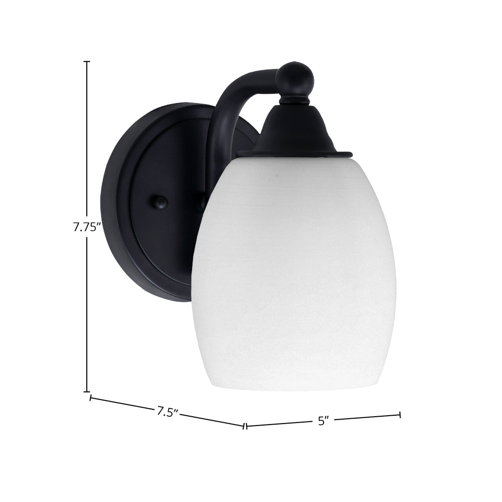 Paramount One Light Wall Sconce in Matte Black with 5" White Linen Shade