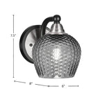 Paramount One Light Wall Sconce in Matte Black & Brushed Nickel with Smoke Textured Shade