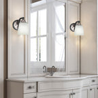 Paramount One Light Wall Sconce in Matte Black & Brushed Nickel with 4.5" Square White Muslin Shade