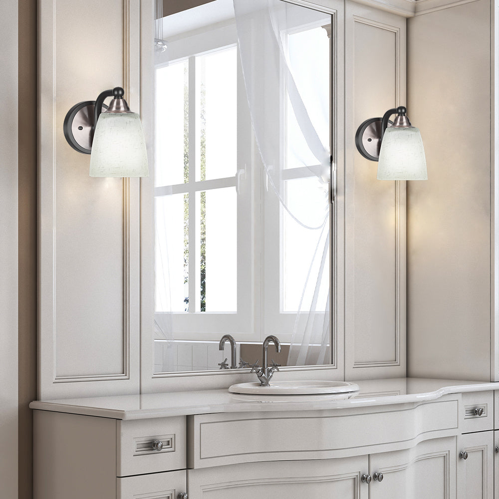 Paramount One Light Wall Sconce in Matte Black & Brushed Nickel with 4.5" Square White Muslin Shade