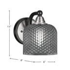 Paramount One Light Wall Sconce in Matte Black & Brushed Nickel with Smoke Textured Shade