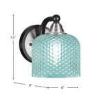 Paramount One Light Wall Sconce in Matte Black & Brushed Nickel with Turquoise Textured Shade