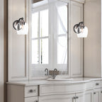 Paramount One Light Wall Sconce in Matte Black & Brushed Nickel with 6" Clear Bubble Shade