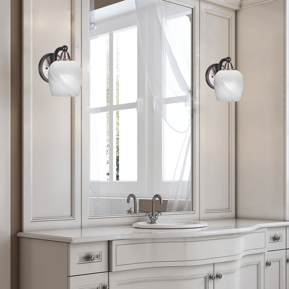 Paramount One Light Wall Sconce in Matte Black & Brushed Nickel with 6" White Marble Shade