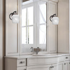Paramount One Light Wall Sconce in Matte Black & Brushed Nickel with 6" White Marble Shade