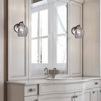 Paramount One Light Wall Sconce in Matte Black & Brushed Nickel with 6" Smoke Bubble Shade