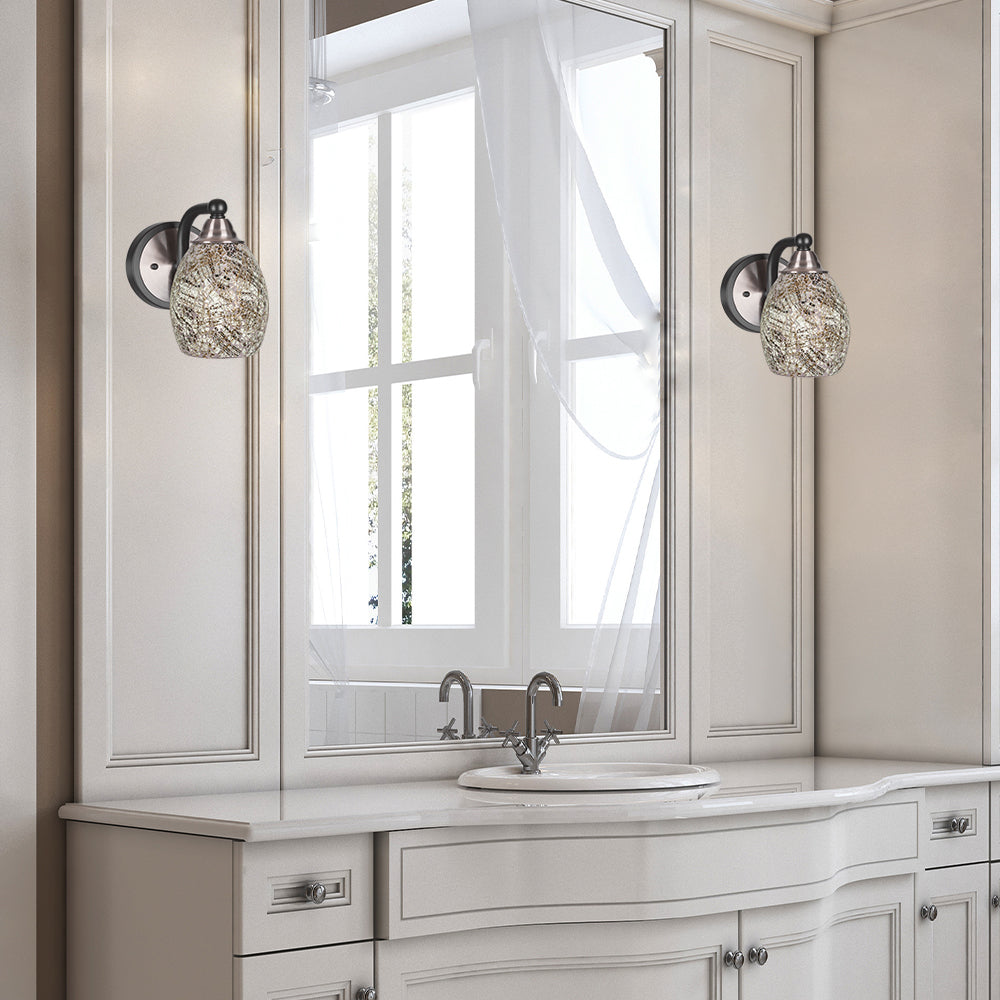 Paramount One Light Wall Sconce in Matte Black & Brushed Nickel with 5" Natural Fusion Shade