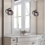Paramount One Light Wall Sconce in Matte Black & Brushed Nickel with 6" Smoke Ribbed Shade