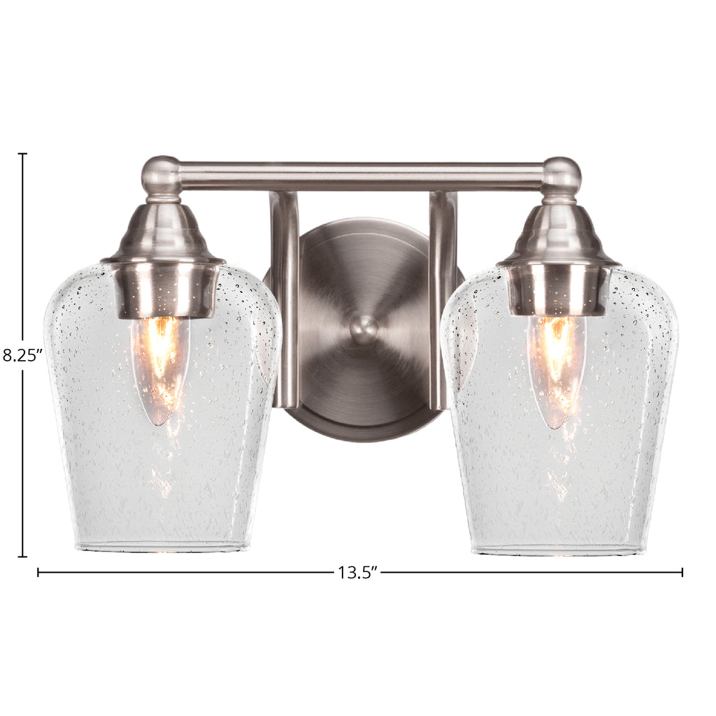 Paramount Two Light Bath Bar in Brushed Nickel with 5" Clear Bubble Shade