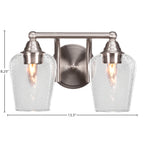 Paramount Two Light Bath Bar in Brushed Nickel with 5" Clear Bubble Shade