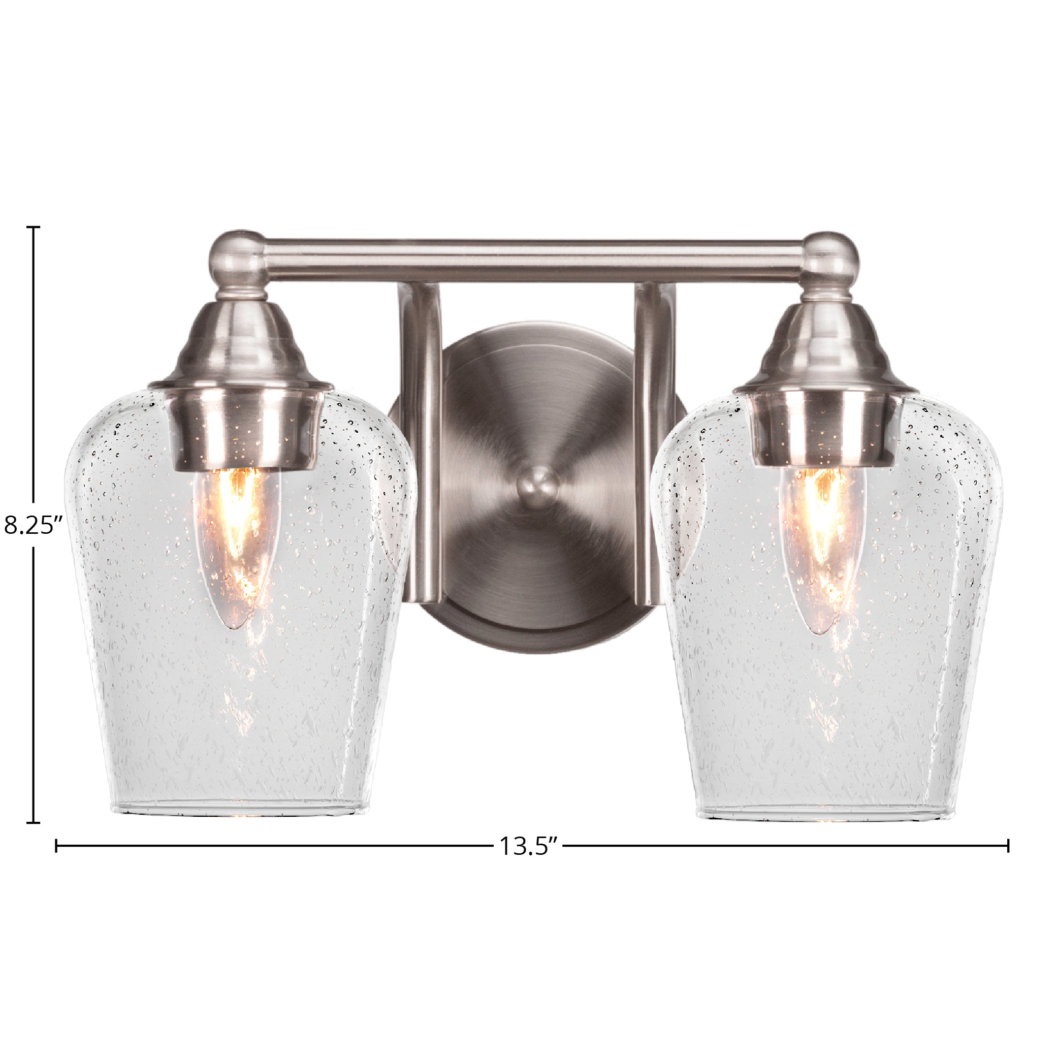 Paramount Two Light Bath Bar in Brushed Nickel with 5" Clear Bubble Shade