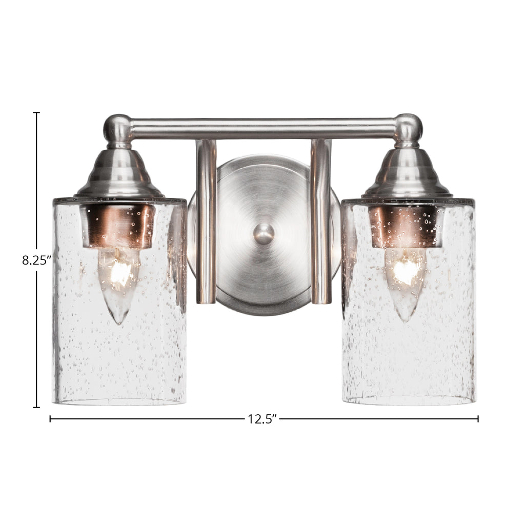 Paramount Two Light Bath Bar in Brushed Nickel with 4" Clear Bubble Shade