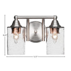 Paramount Two Light Bath Bar in Brushed Nickel with 4" Clear Bubble Shade