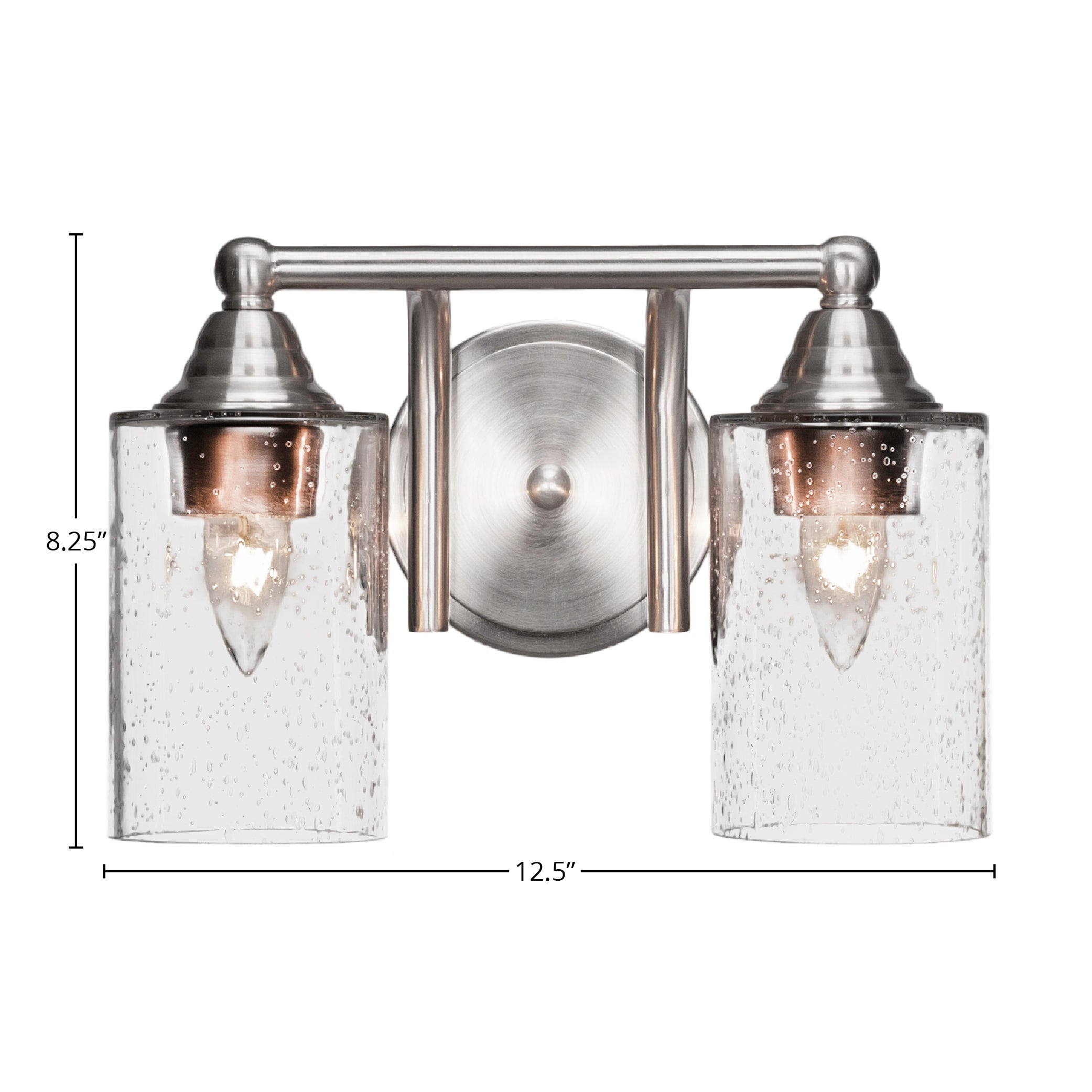 Paramount Two Light Bath Bar in Brushed Nickel with 4" Clear Bubble Shade