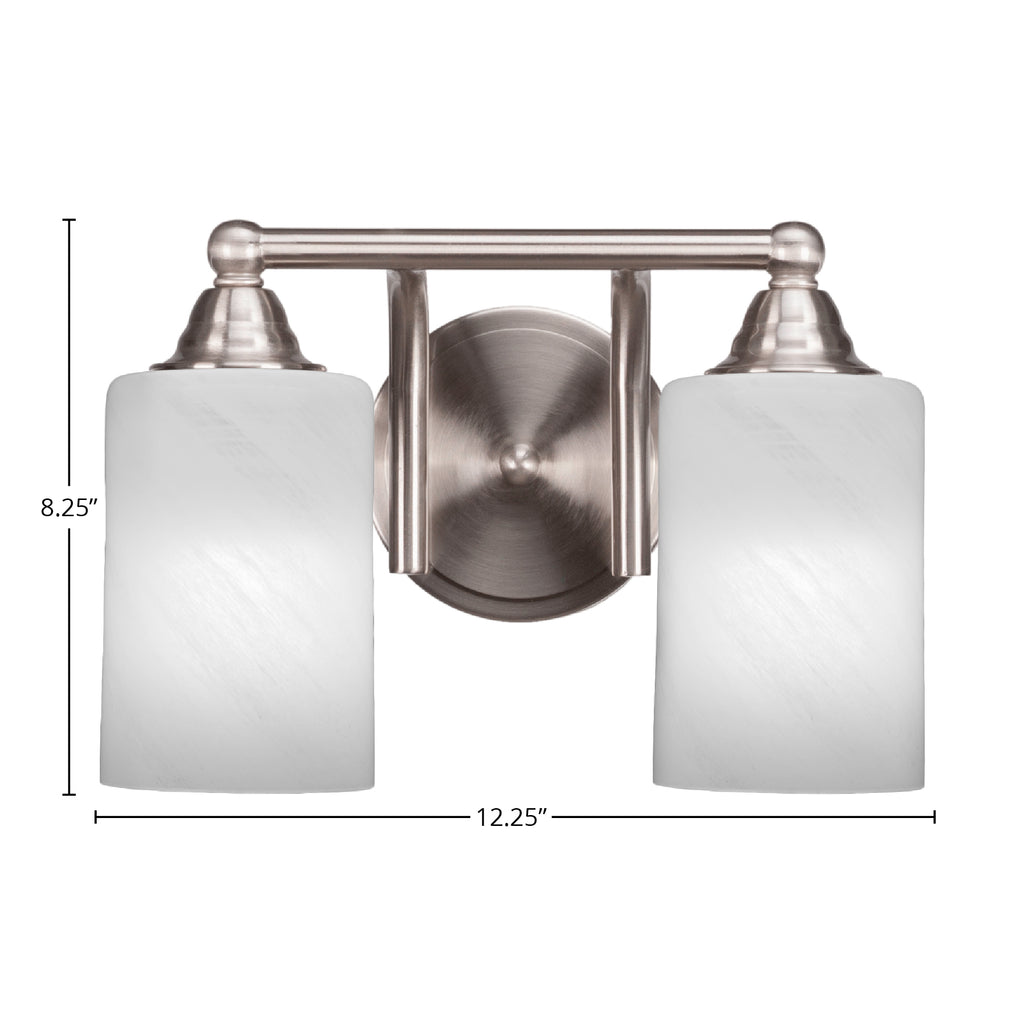 Paramount Two Light Bath Bar in Brushed Nickel with 4" White Marble Shade