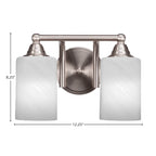 Paramount Two Light Bath Bar in Brushed Nickel with 4" White Marble Shade
