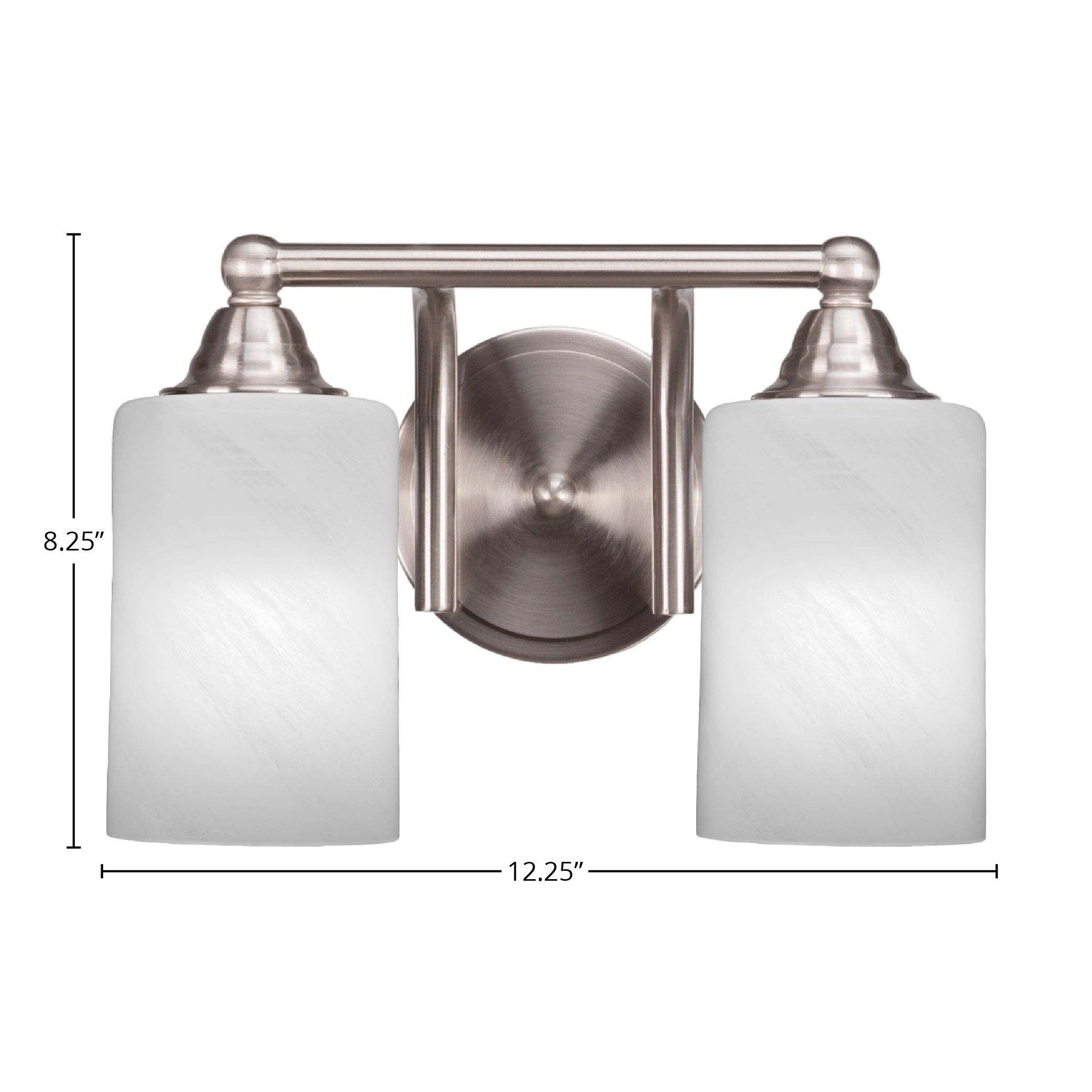 Paramount Two Light Bath Bar in Brushed Nickel with 4" White Marble Shade