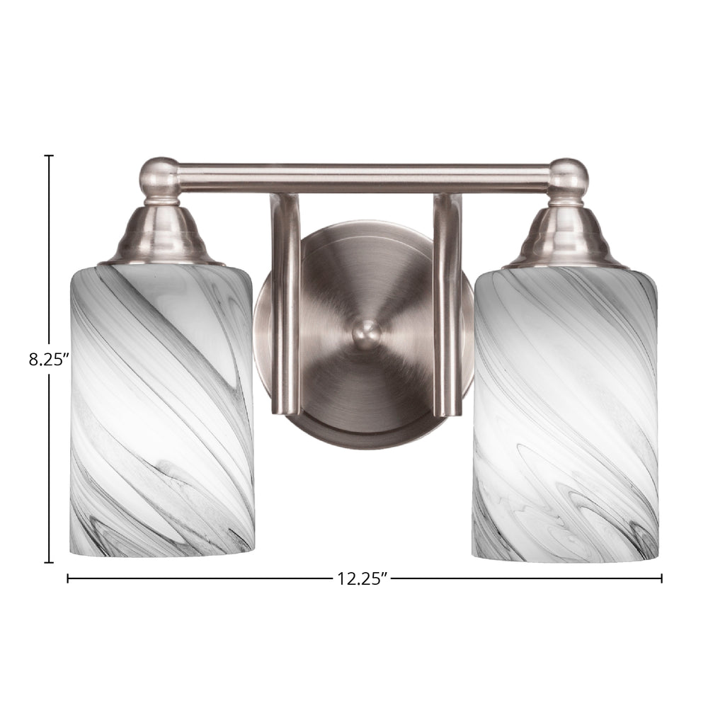 Paramount Two Light Bath Bar in Brushed Nickel with 4" Onyx Swirl Shade