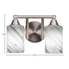 Paramount Two Light Bath Bar in Brushed Nickel with 4" Onyx Swirl Shade